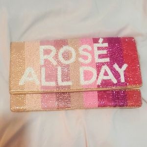 Rose all day beaded front side clutch